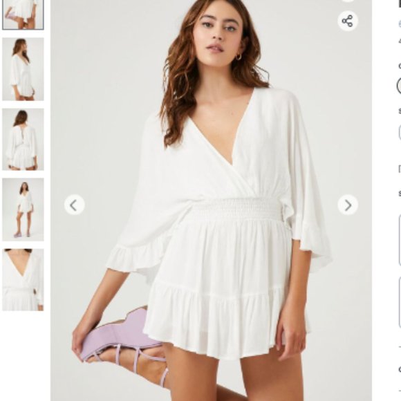 NWT Plunging White Ruffle Trim Romper Size Small NEW - Picture 2 of 10